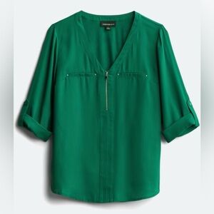 Zipper Detail Mixed Material Blouse